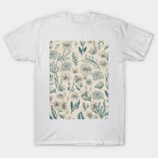 Floral Pattern Hand Drawn Sketch: Sketchy Bloom Bouquet T-Shirt
